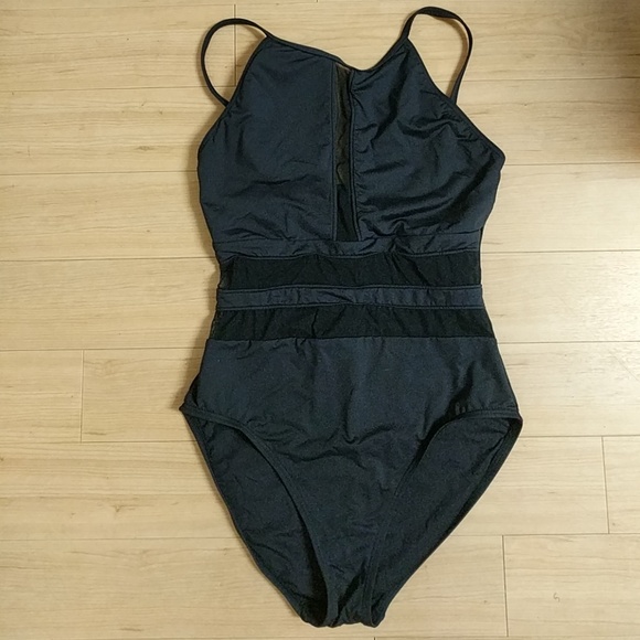 Other - High Neck Mesh Insert One Piece Swimsuit